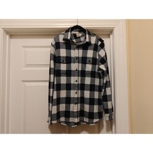 Faherty Brand Mens Legend Sweater Shirt M White Navy Blue Buffalo Check Plaid